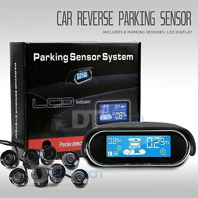 #ad 8 Parking Sensors LCD Car Auto Backup Reverse Rear Radar System Alert Alarm Kit $48.99