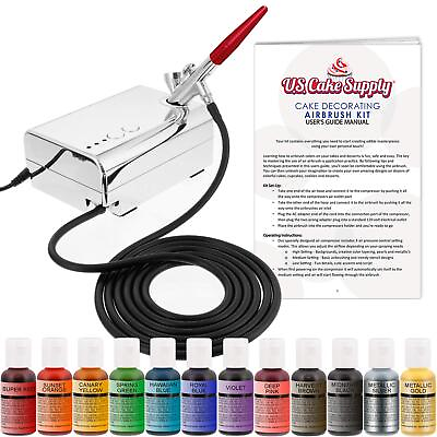 #ad Complete Cake Decorating Airbrush Kit with a Full Selection of 12 Vivid Air... $139.23