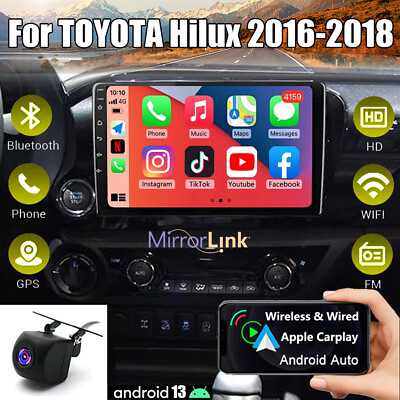 #ad Android 13 Car Stereo Radio Apple CarPlay GPS Navi FM For TOYOTA Hilux 2016 2018 $148.00
