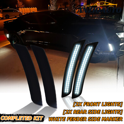 #ad 4PCs White Dual LED Side Marker Light Smoke Lens Lamp For 2016 2021 Chevy Camaro $28.98