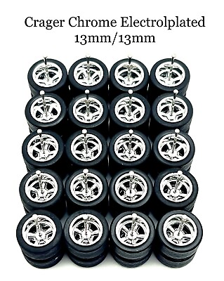#ad Hot Wheels 10x Chrome Cragar 13 13mm Real Rider Wheels w Rubber Tires for 1 64 $30.00