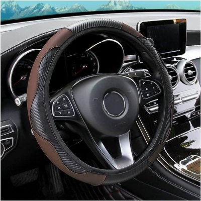 #ad Car Steering Wheel Cover Universal Microfiber PU Leather Elastic 15 Inch Stitch $19.99