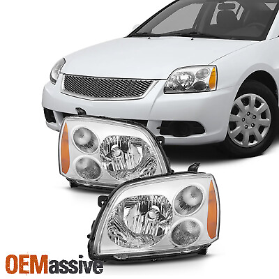 #ad Fit 2004 2012 Mitsubishi Galant Chrome Halogen Type Headlights Lamps Replacement $132.99