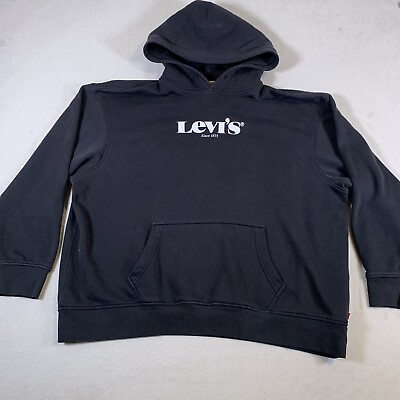 #ad Levi#x27;s Hoodie Fits Mens 3XL Black Pullover Soft Touch Cotton Cowboy Outdoors B1 $10.46