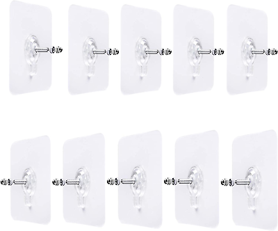 #ad 10Pcs Adhesive Wall Mount Screw Hooks No Trace Sticker Screw Hanging Nails for $17.49