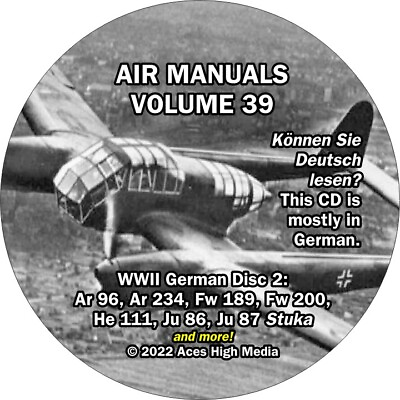 #ad WWII Luftwaffe Flight Manuals CD disc 2 Ju 86 He 111 Fw 200 Fw 189 and more $19.99