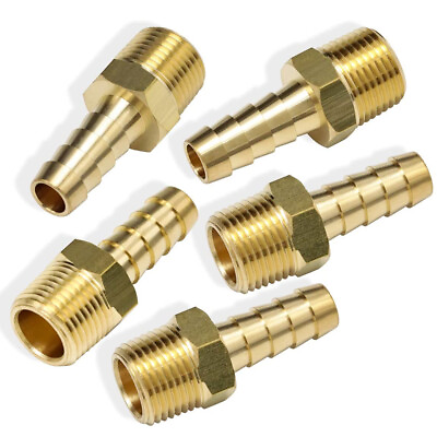 #ad 5PCS Brass 3 8In Hose Barb to 3 8In Male NPT Hose FittingWater Fuel Air Metals $9.98