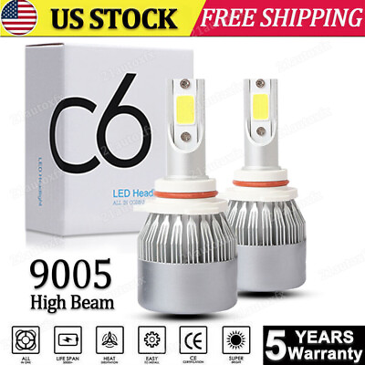 #ad C6 9005 H10 HB3 LED Headlight Fog Light Kit High Low Beam Bulbs 6000K Cool White $8.59