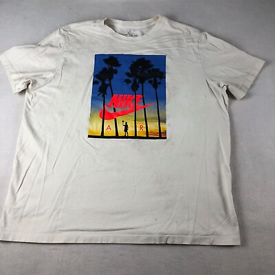 #ad Nike Air Shirt Mens 2XL White Palm Tree Sunset Graphic Short Sleeve * $11.91