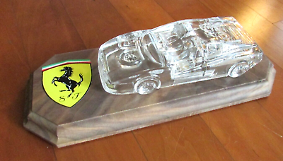 #ad Ferrari Testarossa Mikasa 24% leaded crystal car labeled wood display stand $149.99