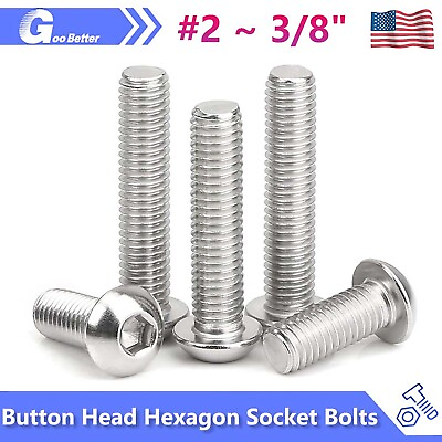#ad #2 3 8quot; UNC Button Head Hexagon Socket Screws DIN7380 Bolts A2 Stainless Steel $7.10