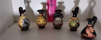 #ad Set of 5 multicolor Greek vases 3in $60.00
