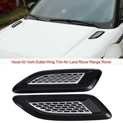 #ad 2Pcs Gloss Black Hood Vent Air Trim Cover For Land Rover Range Rover 2013 2018 $18.06