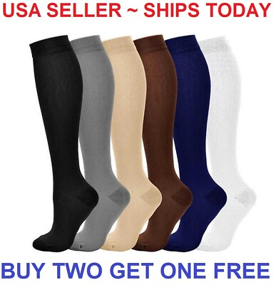 #ad Compression Socks Stockings Womens Mens Knee High Medical 20 30 mmHG S M X XL $6.28
