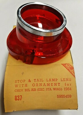 #ad 1964 Bel Air Stop Tail lamp lens w ornament repl. GM #: 5955459 Glo Brite #: 837 $22.99