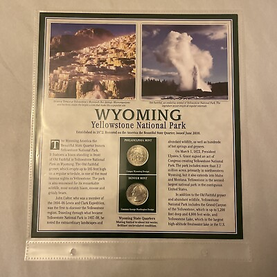 #ad The State of Wyoming Quarters Honoring Yellowstone Nat#x27;l Park 2010 $8.00
