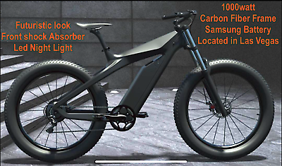 #ad 26quot; TRUE 1000W Electric E Bike Fat Tire CARBON FIBER Bicycle Li Battery $1999.00
