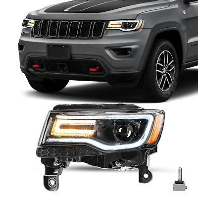 #ad Black Headlight For 2014 2021 Jeep Grand Cherokee w Bulbsamp;Ballast HID Lamp LH $424.99