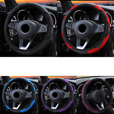 #ad Car Steering Wheel Cover Breathable Anti Slip PU Leather Steering Covers De ;d $4.10