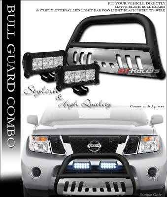 #ad For 08 12 Nissan Pathfinder Matte Blk Bull Bar GuardSkid 36W CREE LED Fog Light $213.00