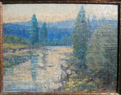#ad ca. 1920 American IMPRESSIONIST Artist DIRTY PAINTING Monet like PLEIN AIR Oil $895.00