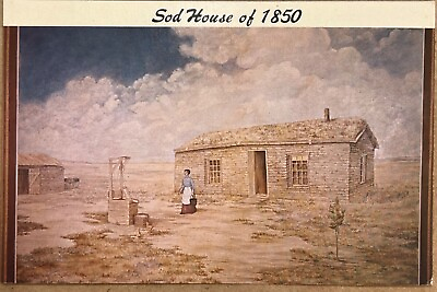 #ad Hastings Nebraska Sod House Great Plains Museum Vintage Chrome Postcard c1950 $6.64