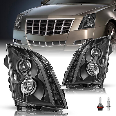 #ad For 2008 2009 2010 2011 2012 2013 2014 Cadillac CTS Black Halogen Headlights Set $195.99