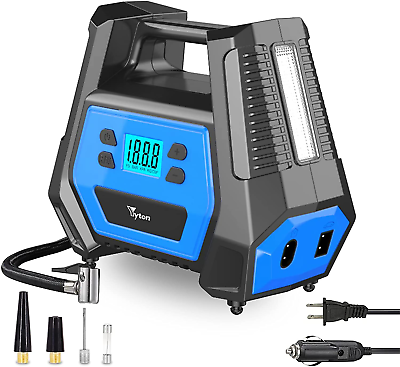 #ad Tire Inflator Portable Air Compressor 110V AC 12V DC 2 In 1 Air Pump For $60.69