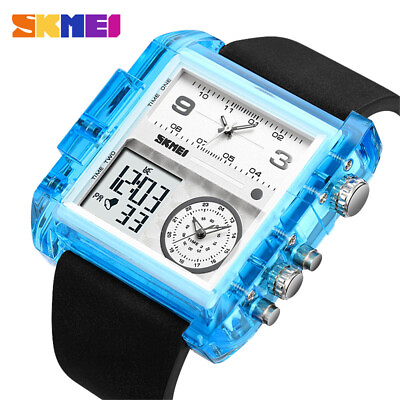 #ad SKMEI Men Sport Watch Square Digital Wristwatch Big Case Leather Watches for Boy $19.41