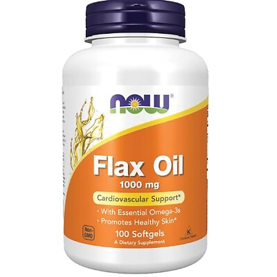 #ad NOW Foods Flax Oil 1000 mg 100 Sgels $9.64