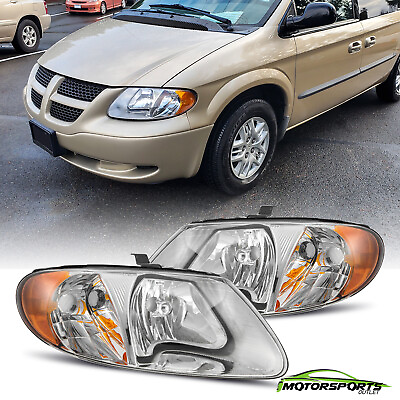 #ad For 2001 2007 Dodge Caravan Chrome Factory Style Headlights Headlamp Pair $64.98