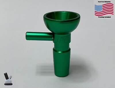 #ad 14mm Male Shatterproof Bowl Tobacco Water Pipe Rounded Green Metal Hookah Piece $9.99