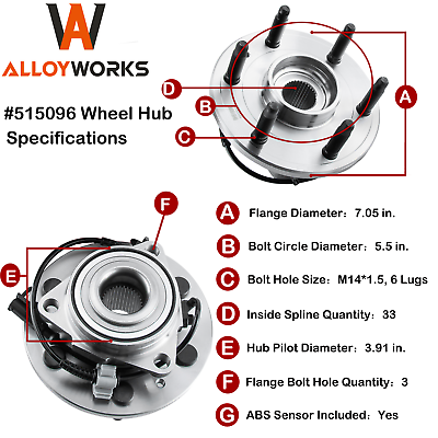 #ad 2x AWD #515096 Front Wheel Bearing and Hub Assembly For 07 14 Cadillac Escalde $94.99