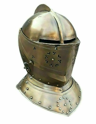 #ad Close Armor steel Helmet Handmade Armor Medieval Knight Metal Tournament Helmet $156.75