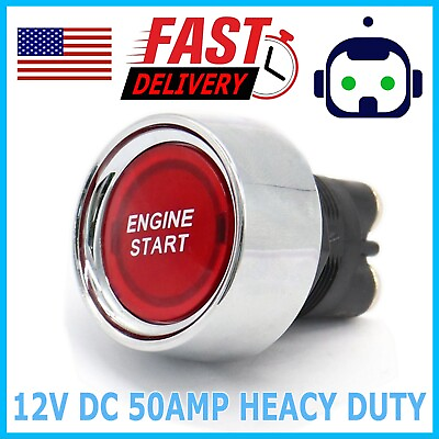 #ad Universal 12V Car Red Illuminated Engine Start Switch Push Button Race Starter $8.99