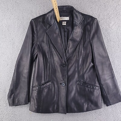 #ad Preston amp; York Leather jacket Womens PM Petite Medium Real Lambskin Soft $19.95
