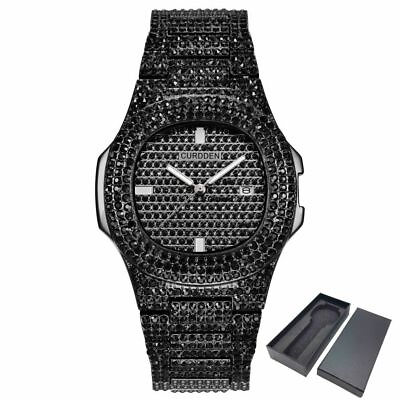 #ad Bling Diamond Cut Glass Watch Quartz Stainless Steel Unisex Gift Shine Wrist Ice $22.99