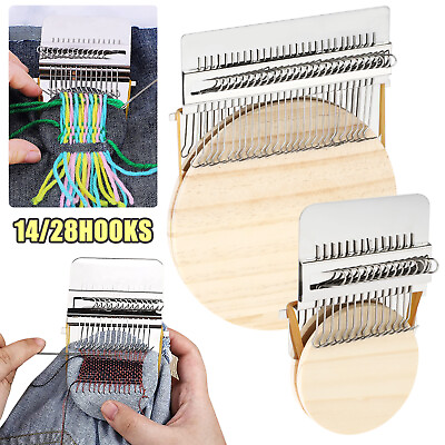 #ad #ad 14 28 Hooks Small Loom Speedweve Type Weave Darning Knitting Wood Disc Machine $9.98