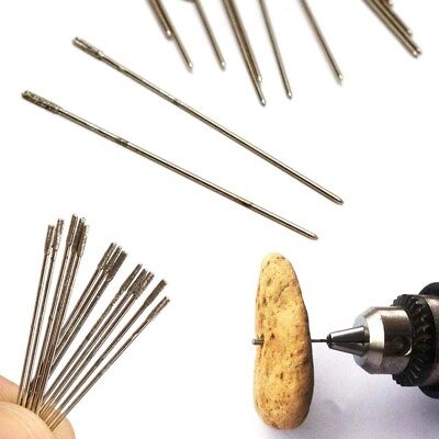 #ad 20pcs 1mm Diamond Coated Lapidary Drill Bits Solid Bits Needle For Jewelry Agate $9.49