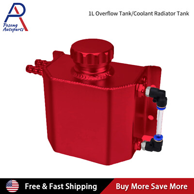 #ad 1L Aluminum Radiator Coolant Overflow Bottle Recovery Water Tank Reservoir Red $30.22