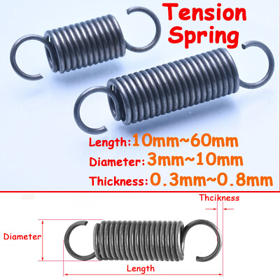#ad 0.3mm 0.8mm Thick Tension Spring Steels Pullback Hook 10 60mm Len 3mm 10mm Dia $6.30
