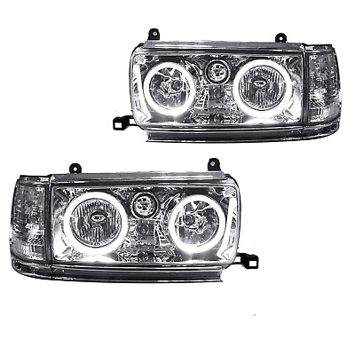 #ad Crystal Clear Angel Eye Projector Headlight Lamps For Land Cruiser 80 1990 1997 $414.00