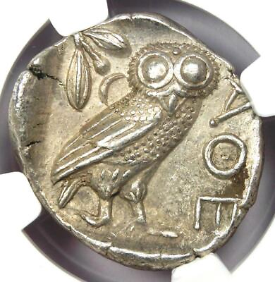 #ad Attica Athens Athena Owl Tetradrachm Coin 440 BC NGC Choice AU 5 5 Strike $1065.90