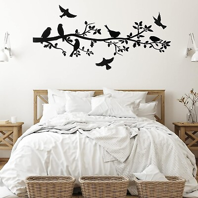 #ad 5 Pcs Metal Wall Art Birds on the Branch Metal Wall Art Decor Hanging Leaves wit $29.97