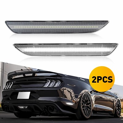 #ad For 2015 2022 Ford Mustang LED Rear Bumper Side Marker Lights Clear Lens White $22.99