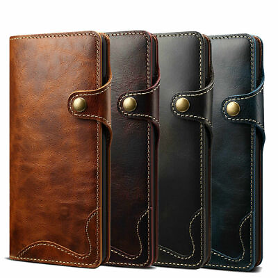 #ad Genuine Leather Card Wallet Phone Case For Samsung S21 iPhone 11 12 Pro Max X XR $16.14