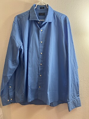 #ad Peter Millar Collection Long Sleeve Button Cotton Shirt Size XL Blue $30.00