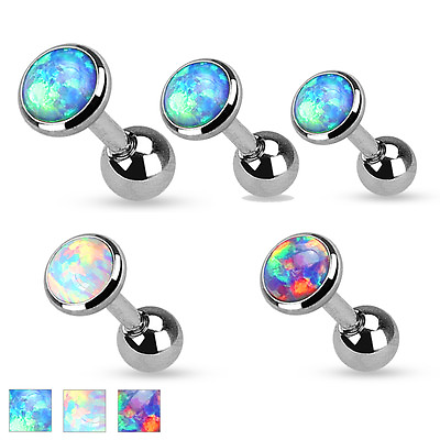 #ad 3 Pc Opal Set Top Surgical Steel Helix Tragus Cartilage Barbell Stud Earring $10.95