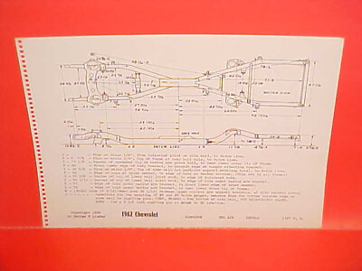 #ad 1962 CHEVROLET IMPALA SS CONVERTIBLE BELAIR BISCAYNE FRAME DIMENSION CHART $15.99