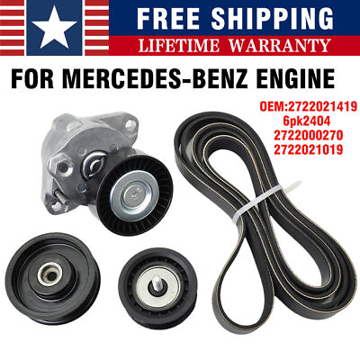 #ad Fit For Mercedes Benz Engine Belt Tensioner Idler Pulley Serpentine Belt kit $40.99